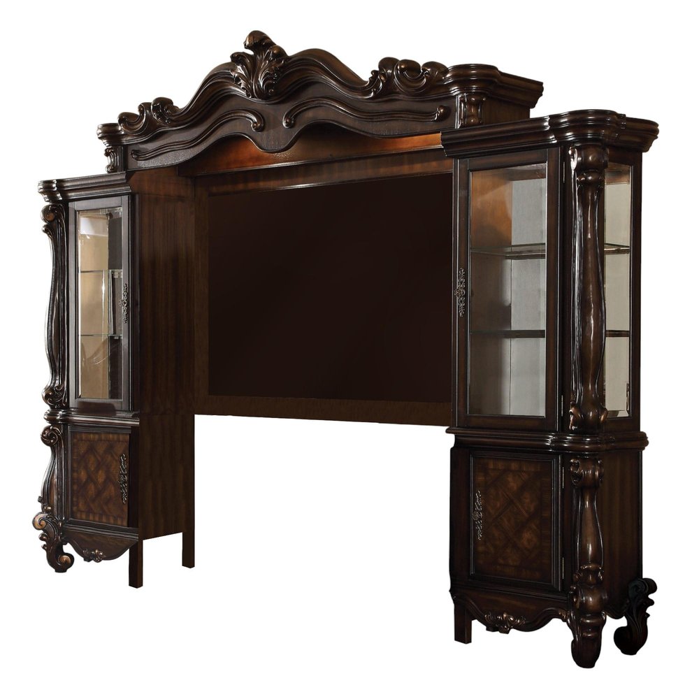 Dark Brown Solid Wood Floating Mount Entertainment Center - 118-inch