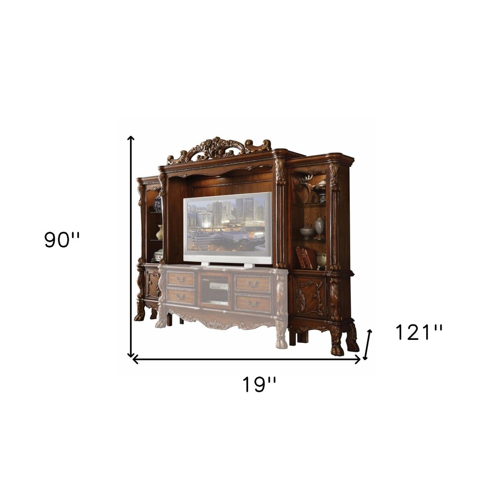 Dark Brown Solid Wood Floating Mount Entertainment Center - 118-inch
