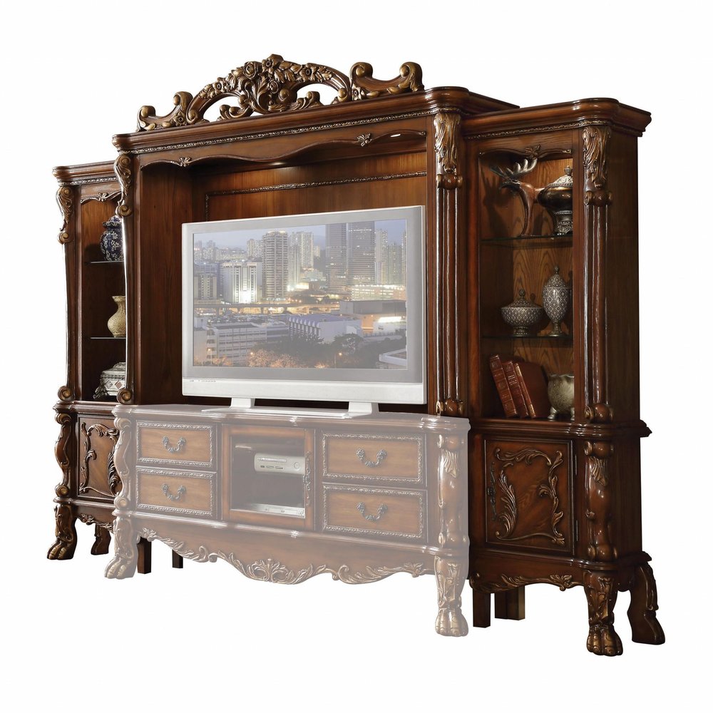 Dark Brown Solid Wood Floating Mount Entertainment Center - 118-inch