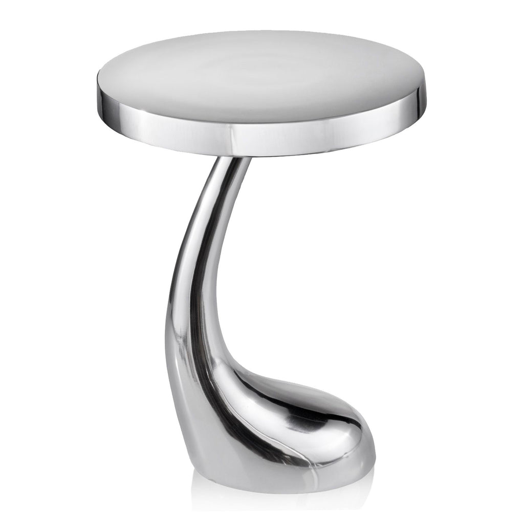 Silver Aluminum Round Abstract End Table - 21-inch