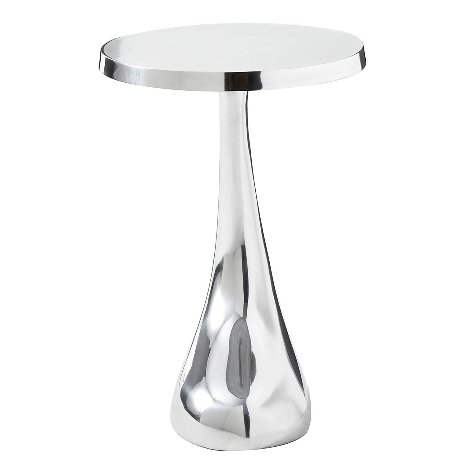 Silver Aluminum Round Abstract End Table - 21-inch