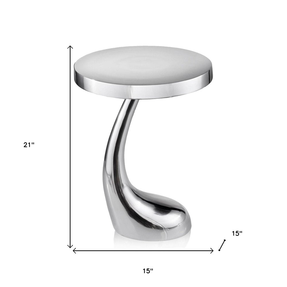 Silver Aluminum Round Abstract End Table - 21-inch