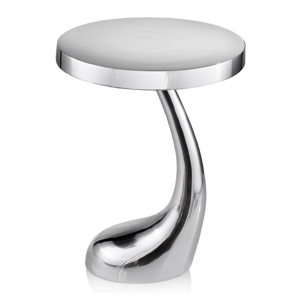 Silver Aluminum Round Abstract End Table - 21-inch
