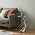 Silver Aluminum Round Abstract End Table - 21-inch