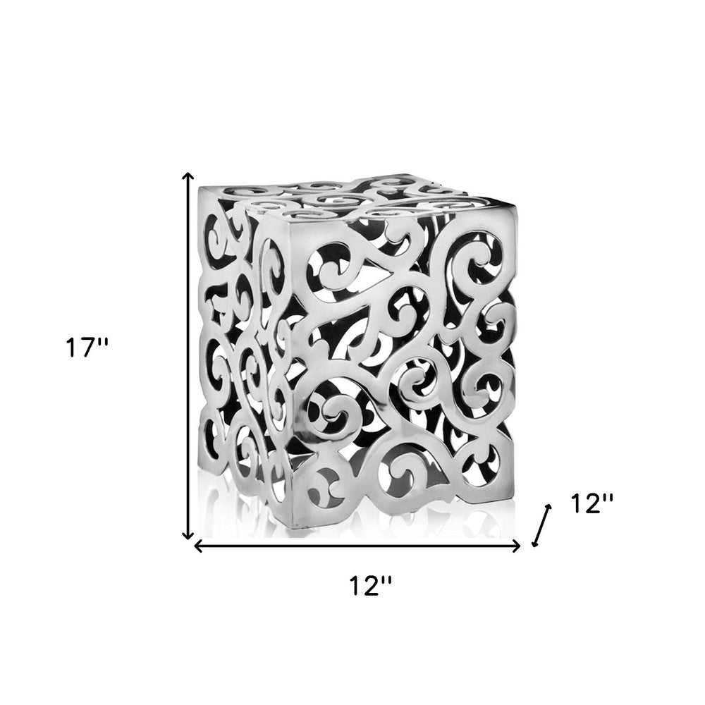 Silver Aluminum Square End Table - 17-inch
