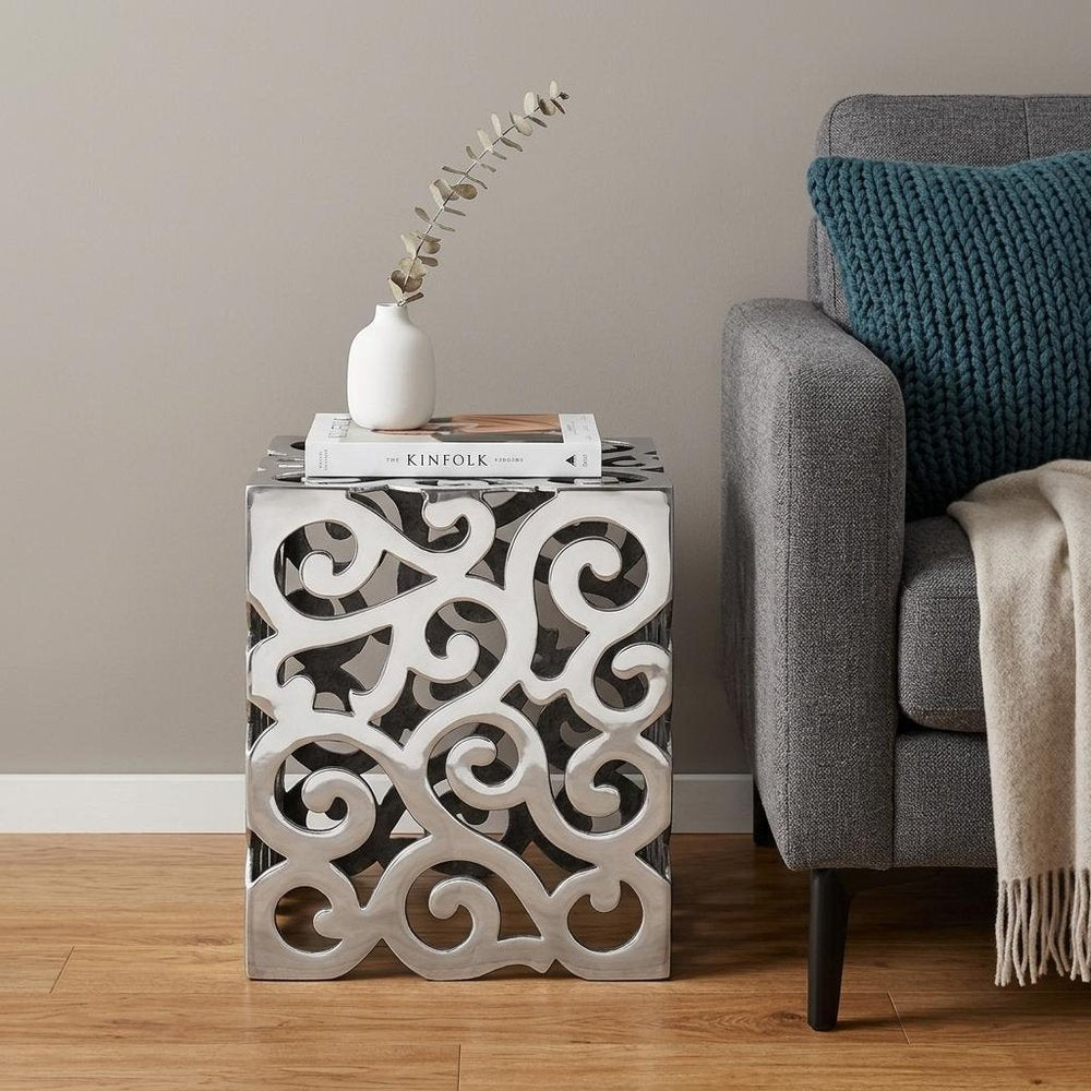 Silver Aluminum Square End Table - 17-inch