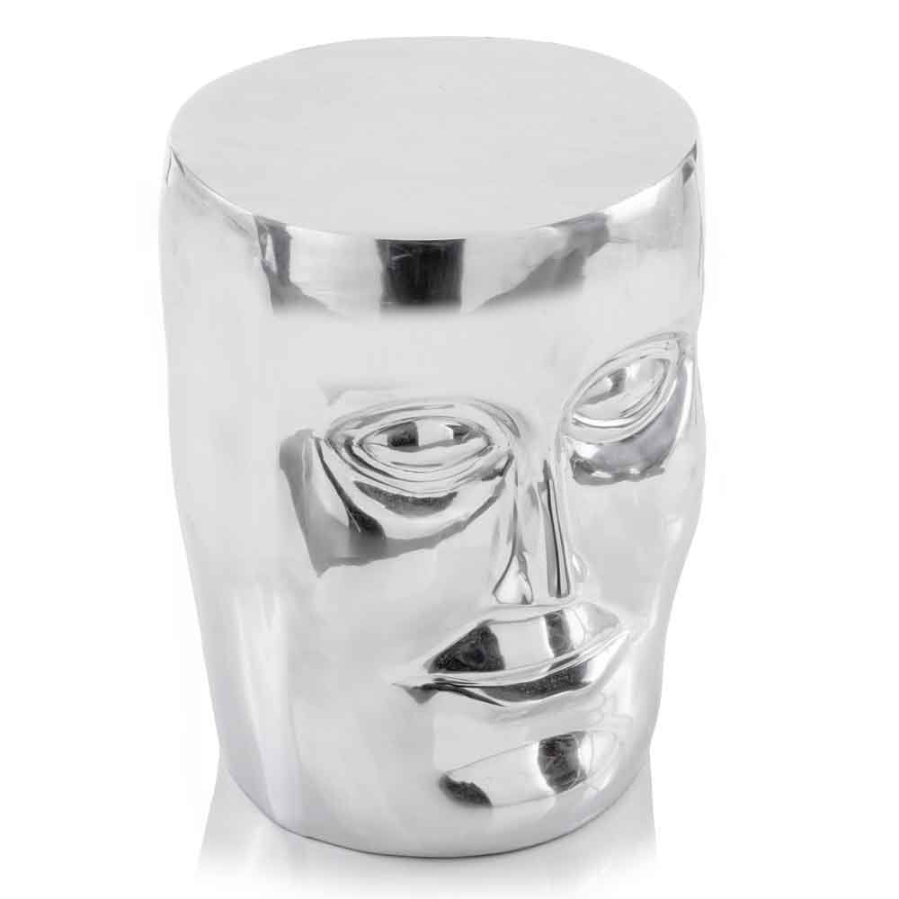 Silver Aluminum Faces Round End Table - 18-inch
