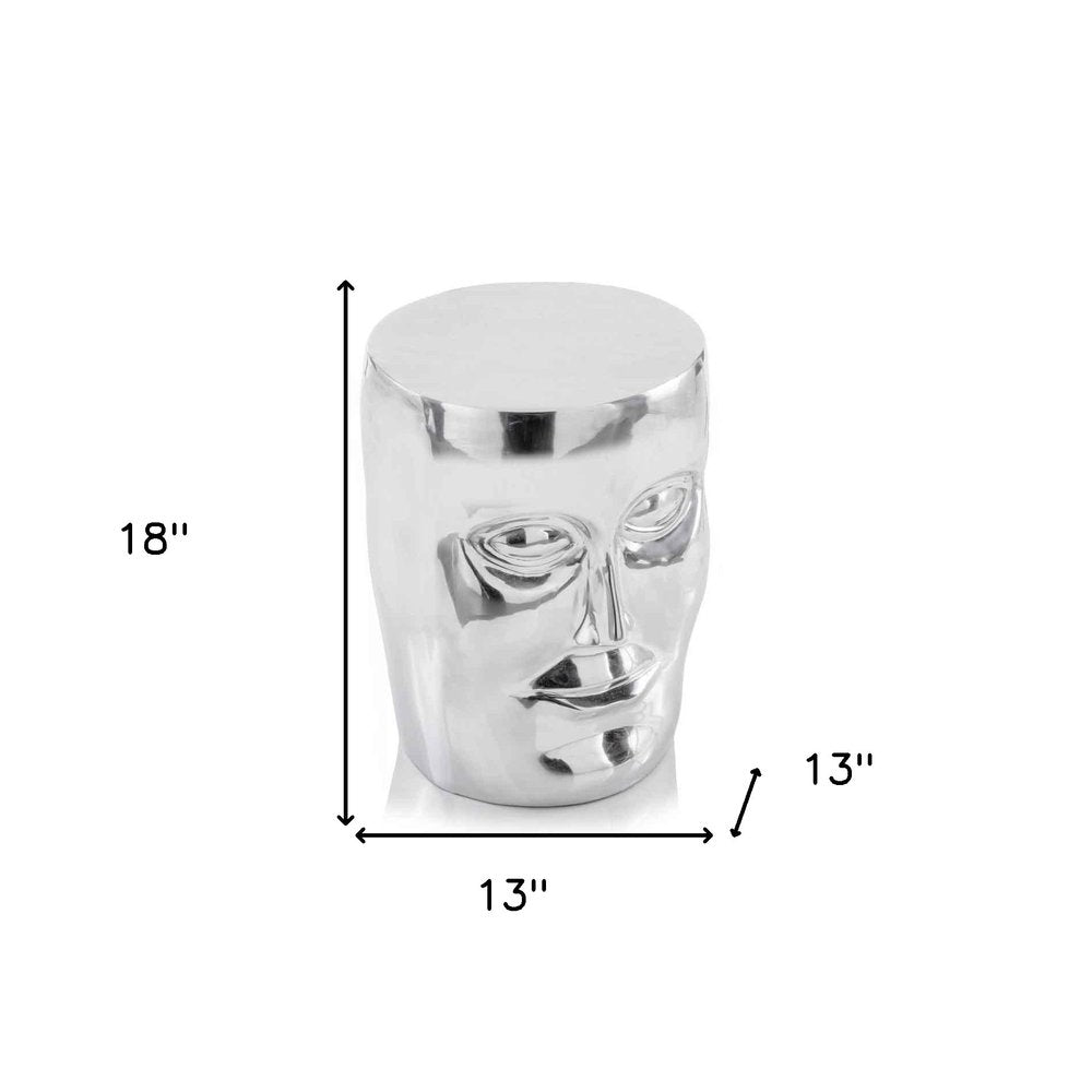 Silver Aluminum Faces Round End Table - 18-inch
