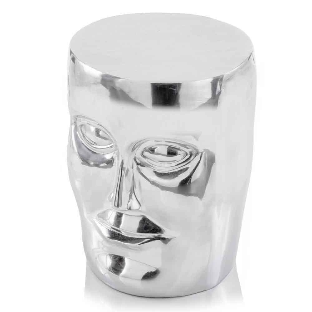 Silver Aluminum Faces Round End Table - 18-inch