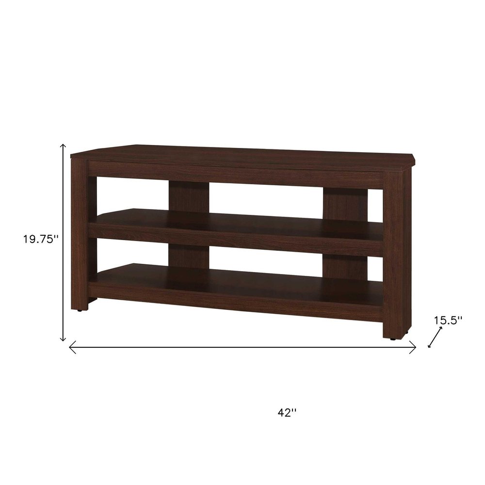 Dark Brown Open Shelving TV Stand - 42-inch