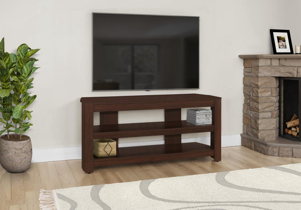 Dark Brown Open Shelving TV Stand - 42-inch