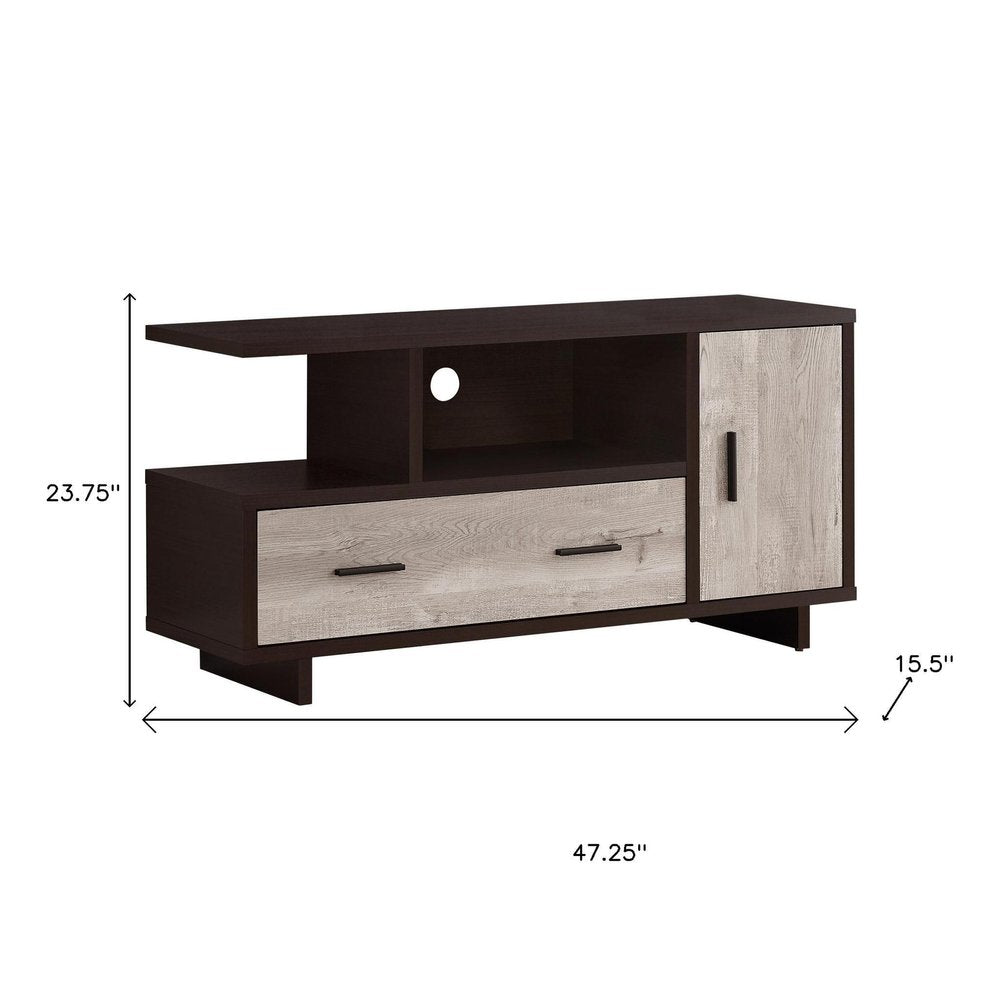 Wood Brown Cabinet Enclosed Storage TV Stand - 47-inch