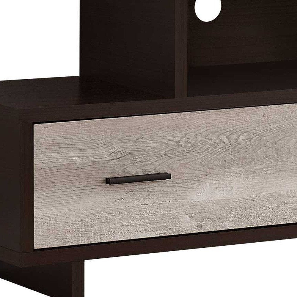 Wood Brown Cabinet Enclosed Storage TV Stand - 47-inch