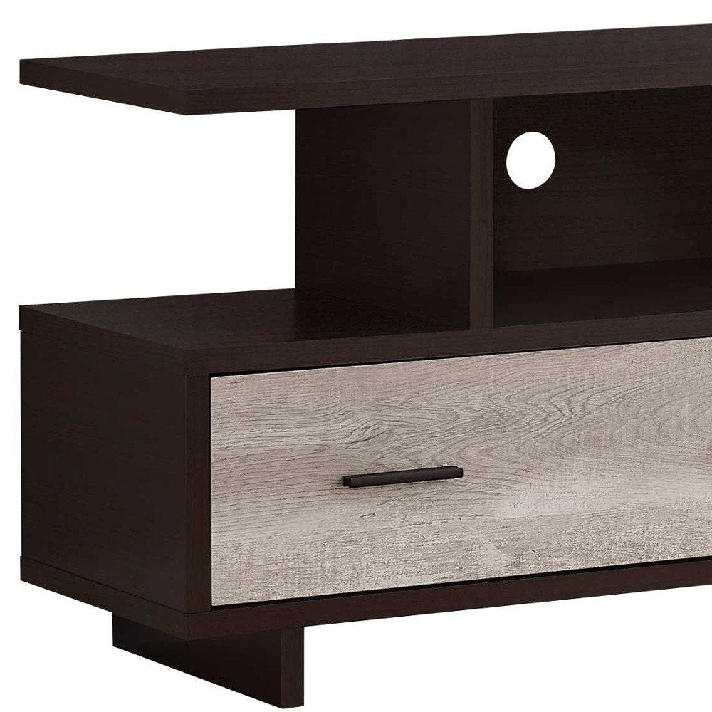 Wood Brown Cabinet Enclosed Storage TV Stand - 47-inch