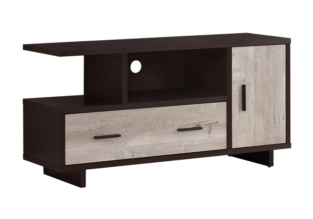 Wood Brown Cabinet Enclosed Storage TV Stand - 47-inch