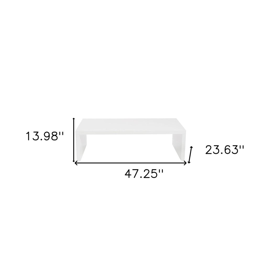 White Wood Sled Coffee Table - 47-inch