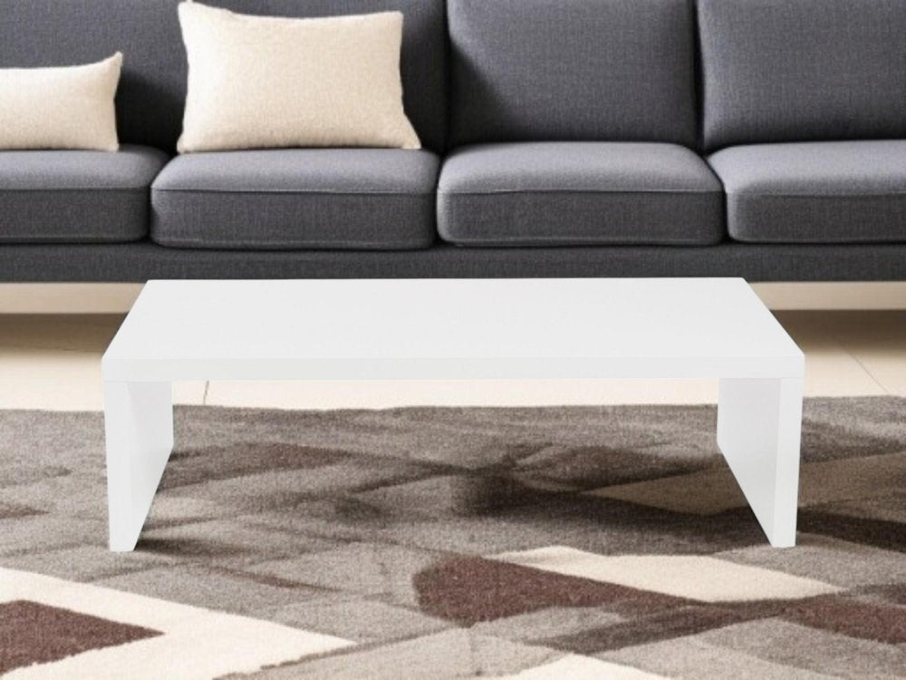 White Wood Sled Coffee Table - 47-inch