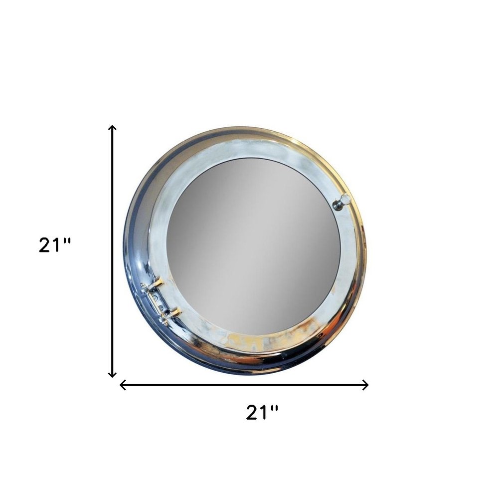 Silver Round Aluminum Framed Accent Mirror - 21-inch
