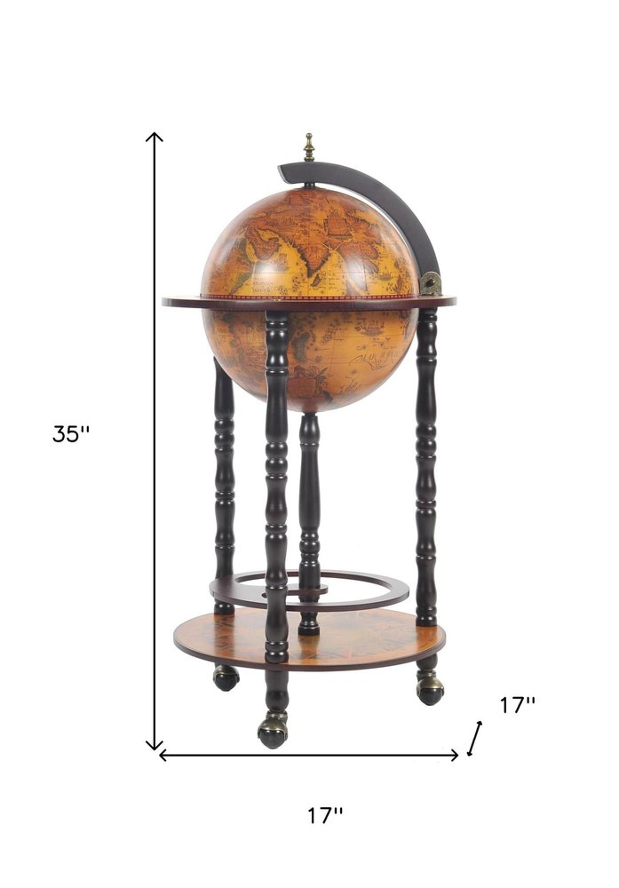 Globe Bar Table 330Mm 4 Legs Stand Red - 17 X 17 X 35-inch
