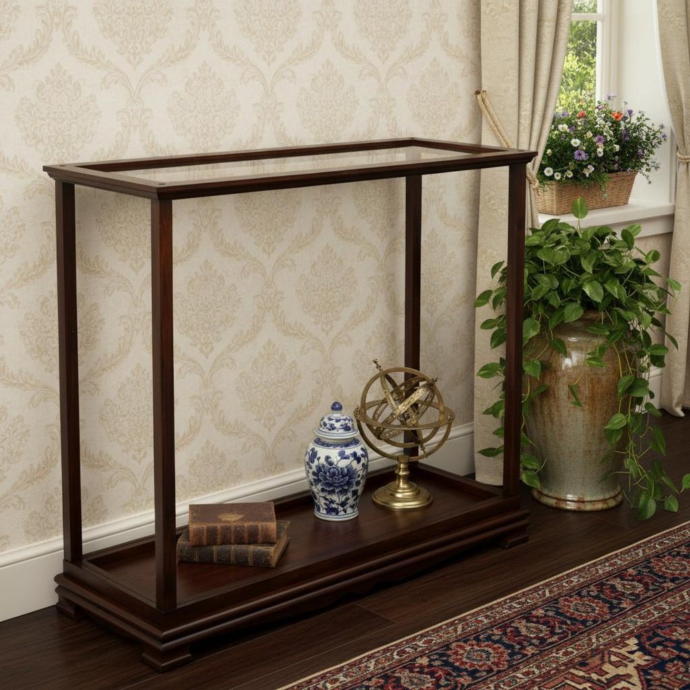 Dark Brown and Clear Glass Standard Display Stand - 13-inch
