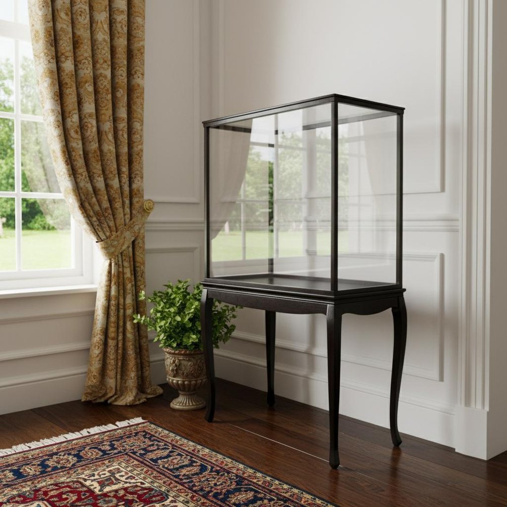 Black and Clear Glass Standard Display Stand - 14-inch