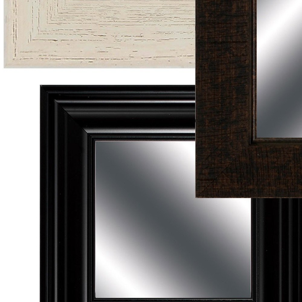 Set of Ten Brown and White Square and Rectangle Framed Mirror Set