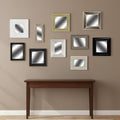 Set of Ten Brown and White Square and Rectangle Framed Mirror Set