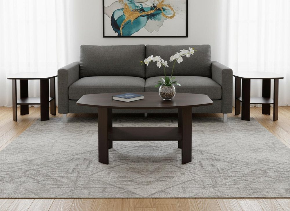 Set of Three 36 Brown Coffee Table with Shelf