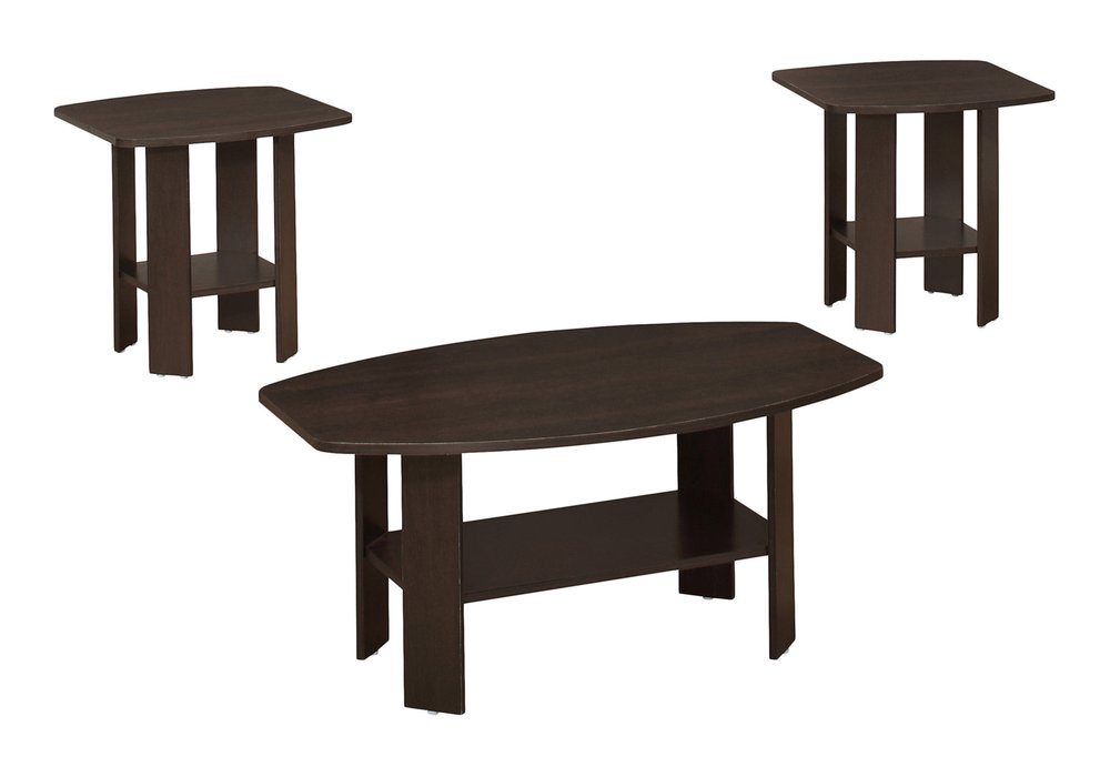 Set of Three 36 Brown Coffee Table with Shelf