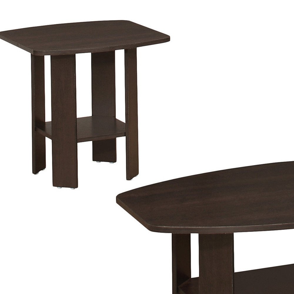 Set of Three 36 Brown Coffee Table with Shelf