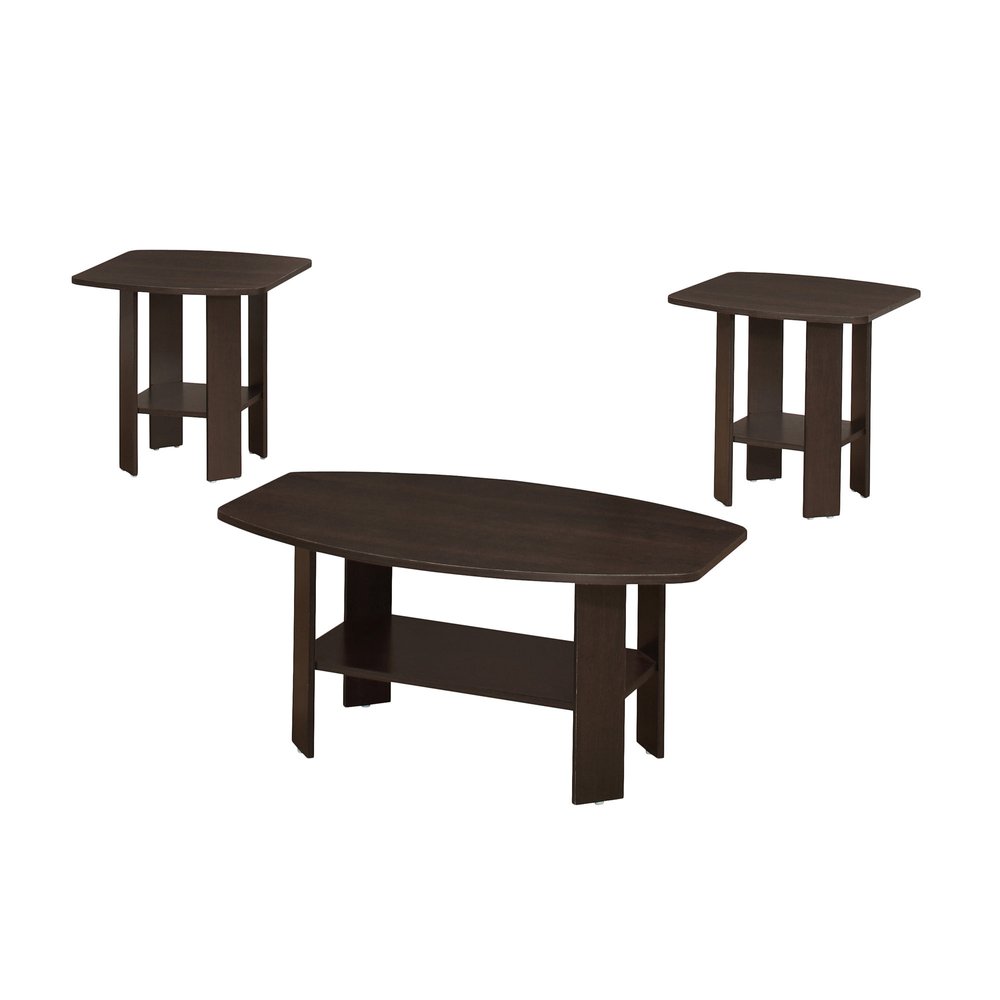 Set of Three 36 Brown Coffee Table with Shelf