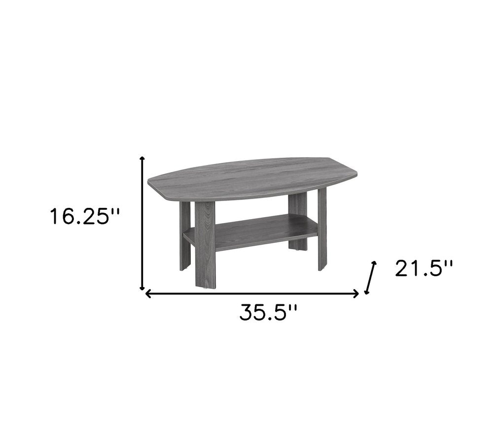 Set of Three 36 Gray Coffee Table with Shelf