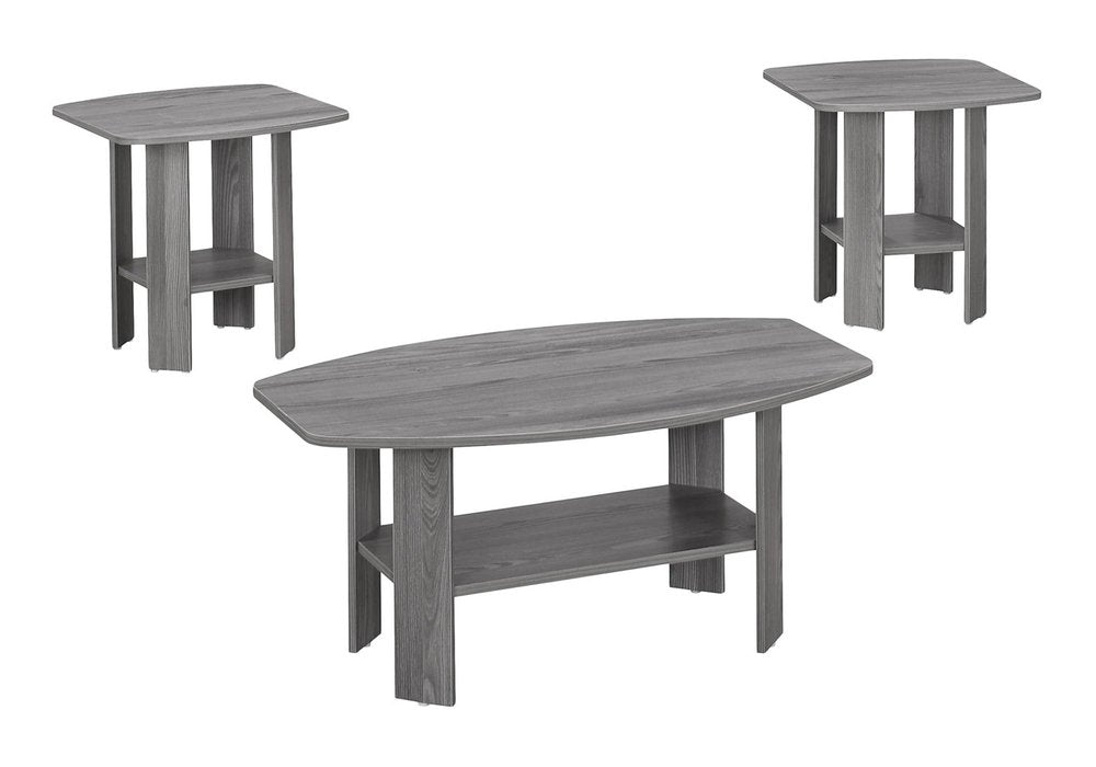 Set of Three 36 Gray Coffee Table with Shelf
