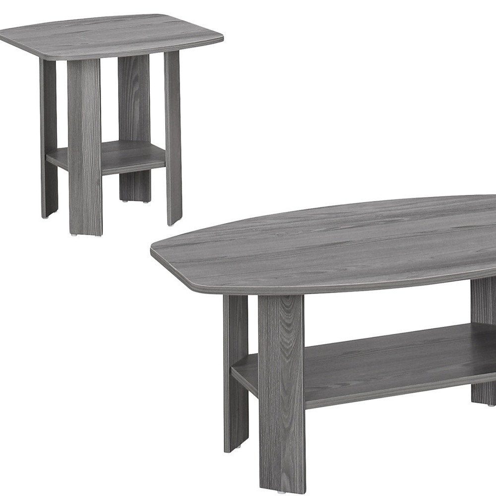 Set of Three 36 Gray Coffee Table with Shelf