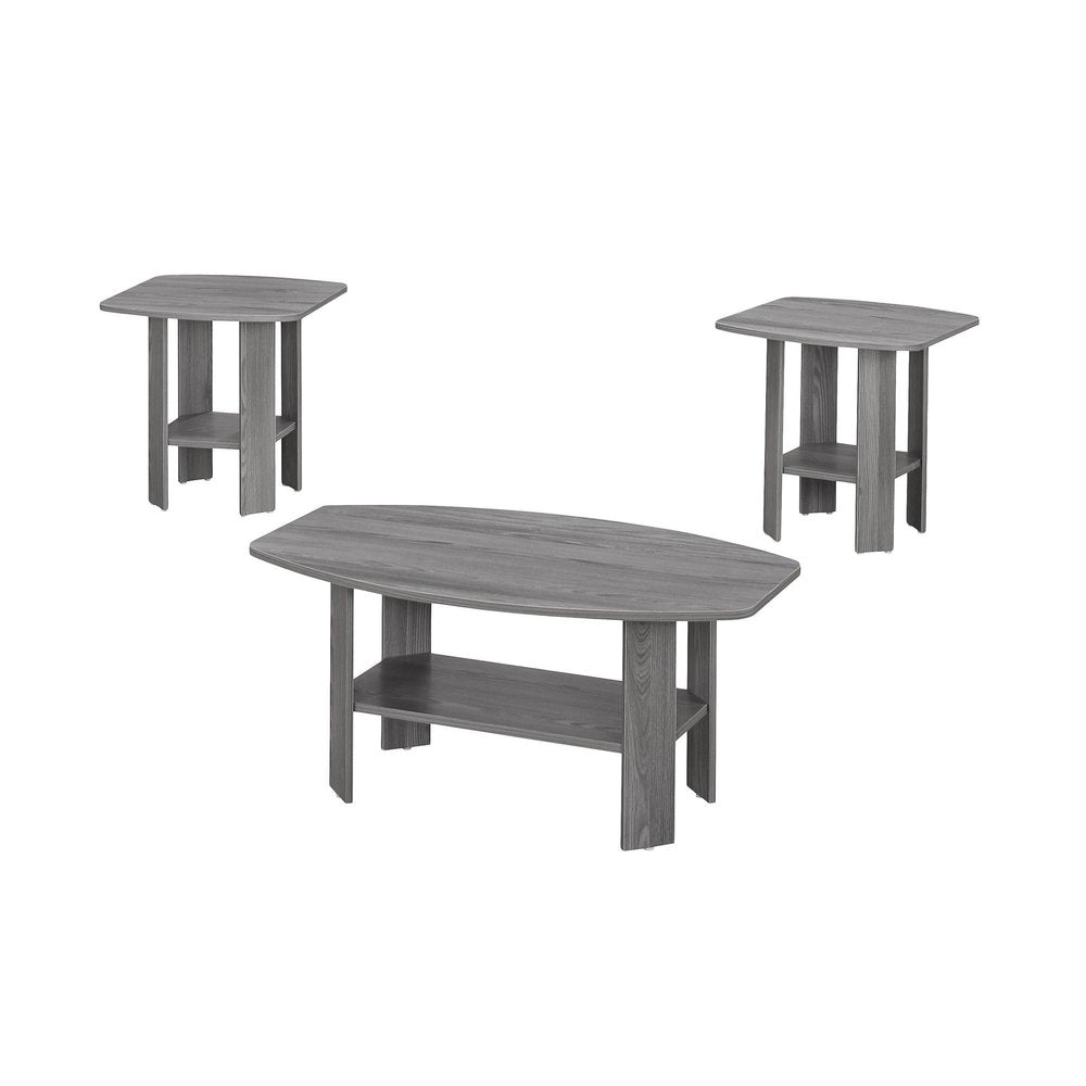 Set of Three 36 Gray Coffee Table with Shelf