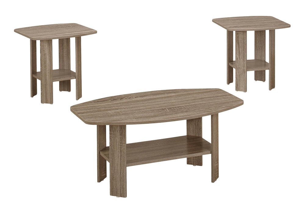 Set of Three 36 Taupe Coffee Table with Shelf