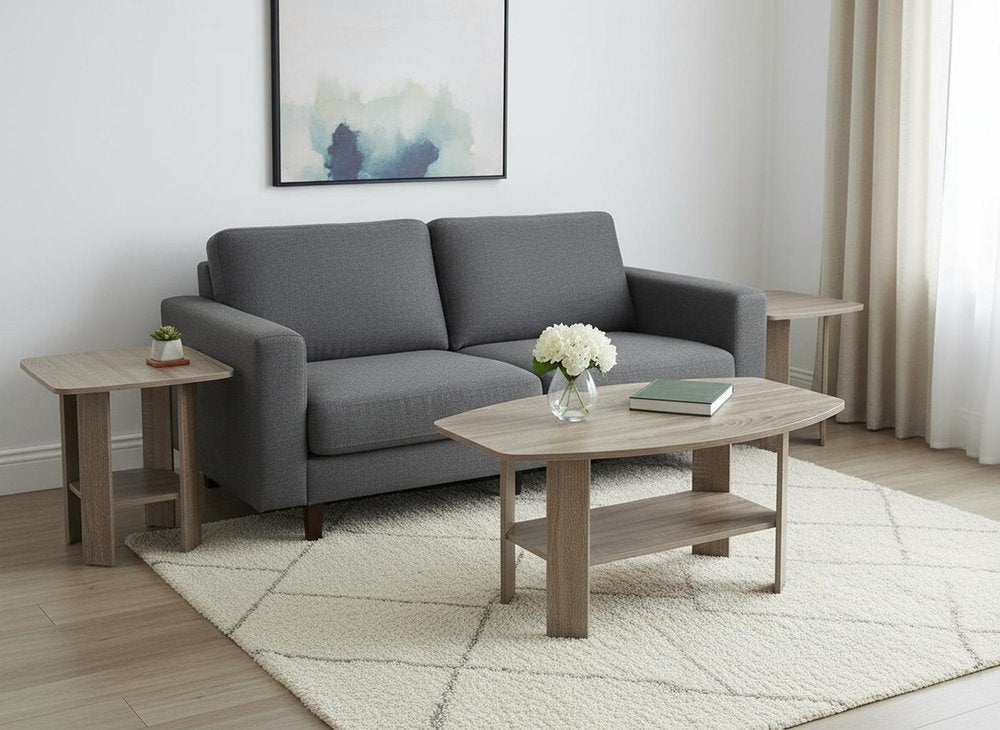 Set of Three 36 Taupe Coffee Table with Shelf