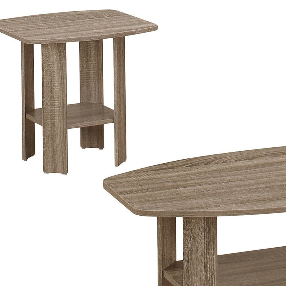 Set of Three 36 Taupe Coffee Table with Shelf
