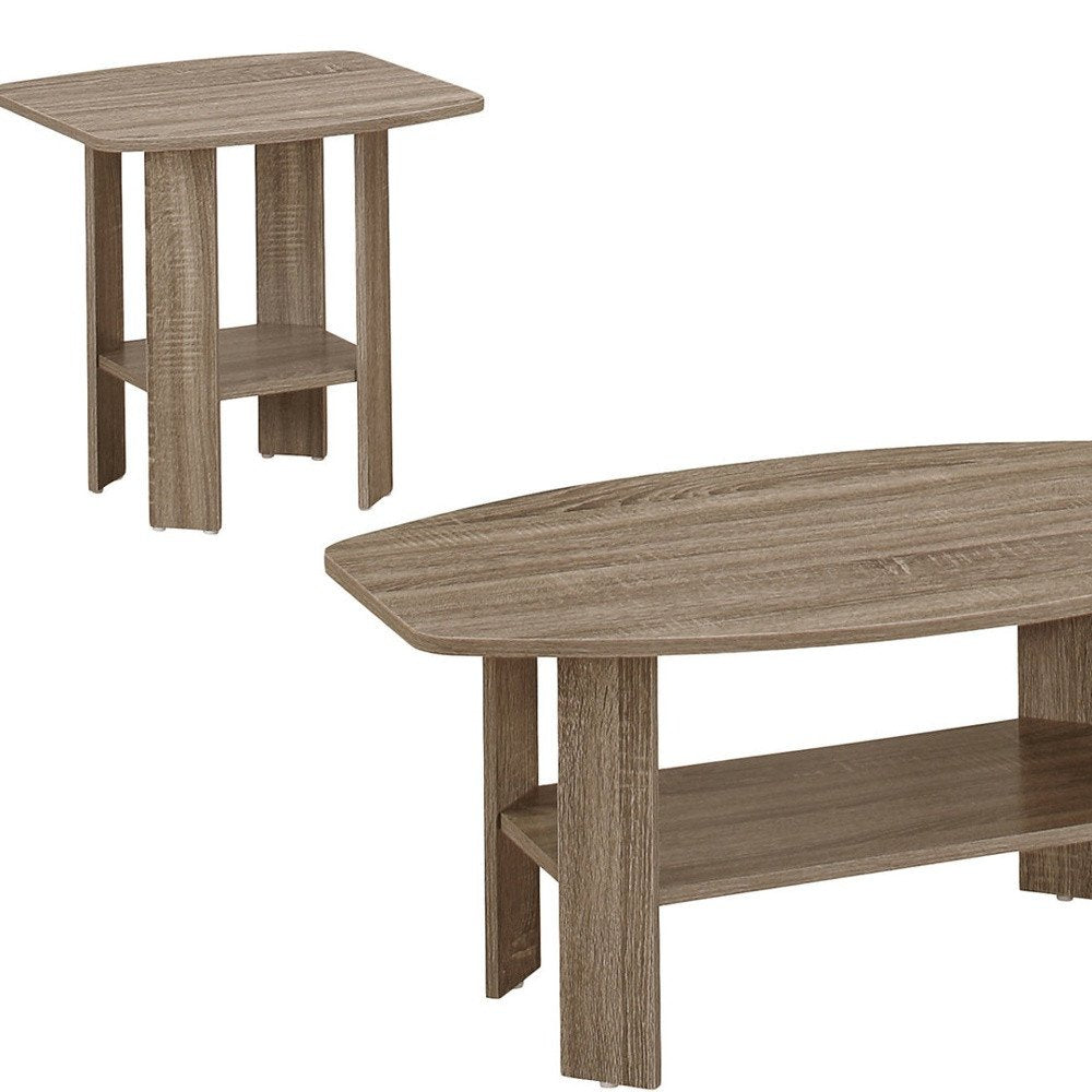 Set of Three 36 Taupe Coffee Table with Shelf