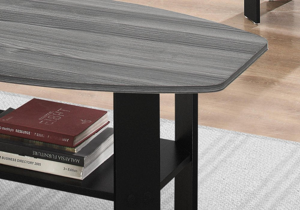Set of Three 36 Gray and Black Wood Coffee Table with Shelf