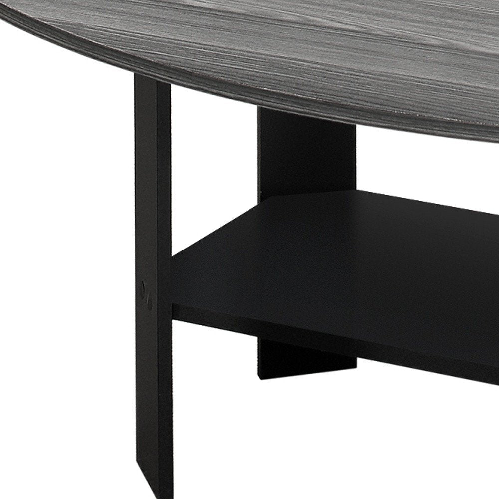 Set of Three 36 Gray and Black Wood Coffee Table with Shelf