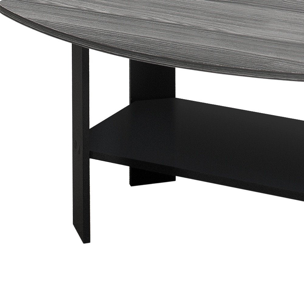 Set of Three 36 Gray and Black Wood Coffee Table with Shelf
