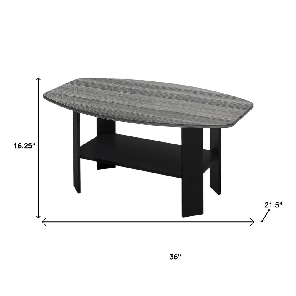 Set of Three 36 Gray and Black Wood Coffee Table with Shelf