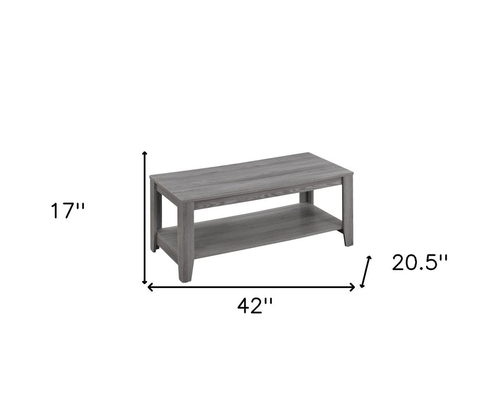 Set of Three 42 Gray Coffee Table with Shelf