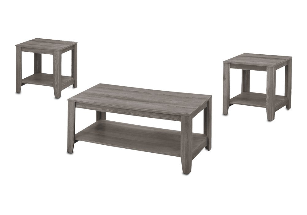 Set of Three 42 Gray Coffee Table with Shelf