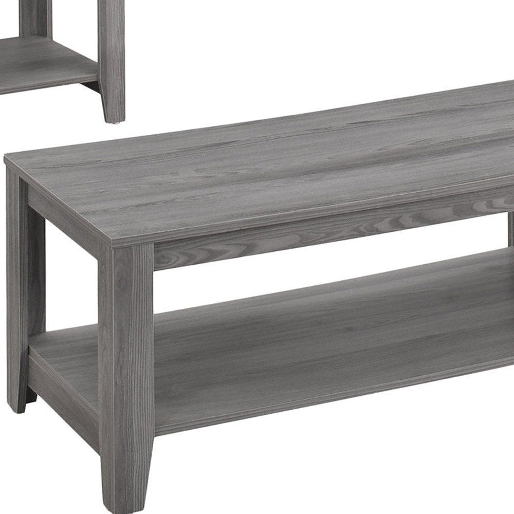 Set of Three 42 Gray Coffee Table with Shelf