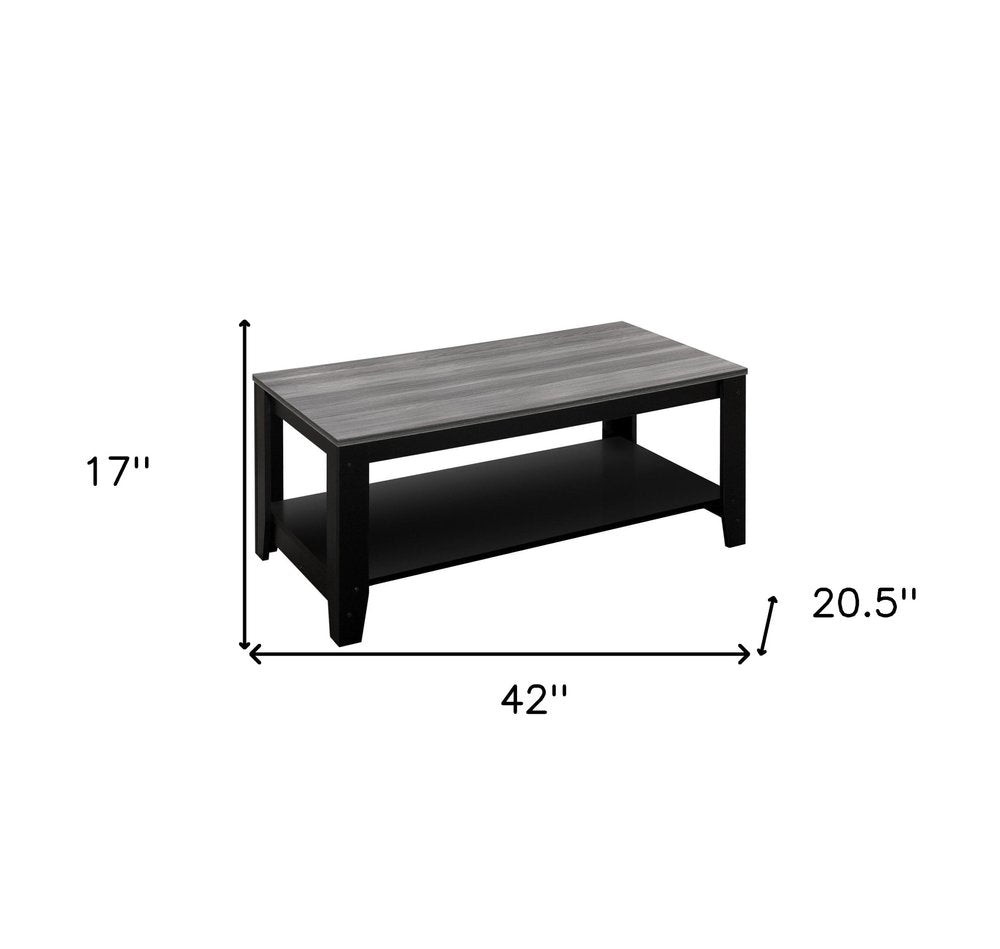 Set of Three 42 Gray and Black Coffee Table with Shelf