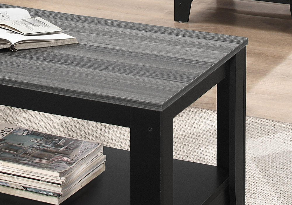 Set of Three 42 Gray and Black Coffee Table with Shelf