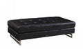 Black Tufted Faux Leather and Silver Ottoman - 63-inch Ottomans