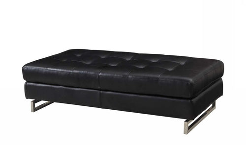 Black Tufted Faux Leather and Silver Ottoman - 63-inch Ottomans